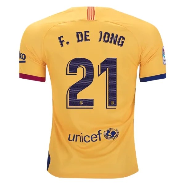 Trikot Barcelona NO.21 De Jong Auswarts 2019-20 Gelb Fussballtrikots Günstig